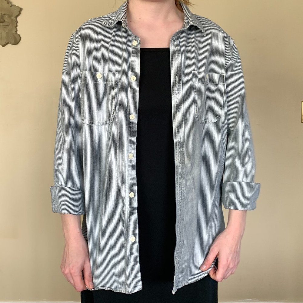 Navy Striped Button-up - Picture 7 of 11